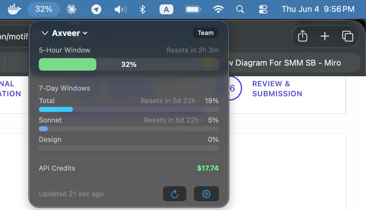 ClaudeBar in the macOS menu bar